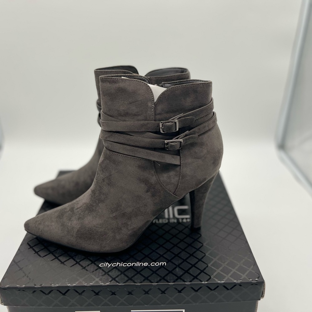 City Chic WIDE FIT ANKLE BOOT SULTRY,IN STEEL,SIZE 42 US 11.5